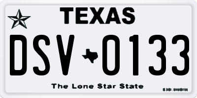 TX license plate DSV0133