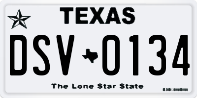 TX license plate DSV0134