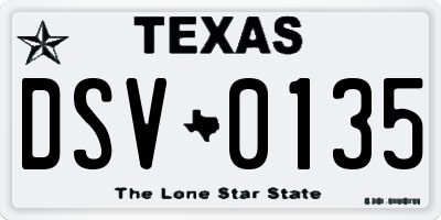 TX license plate DSV0135