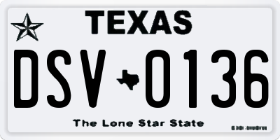 TX license plate DSV0136