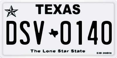 TX license plate DSV0140