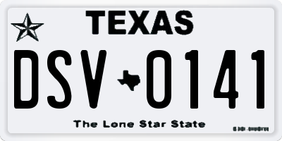 TX license plate DSV0141
