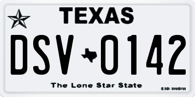 TX license plate DSV0142
