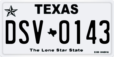 TX license plate DSV0143
