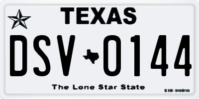 TX license plate DSV0144