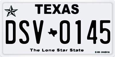 TX license plate DSV0145
