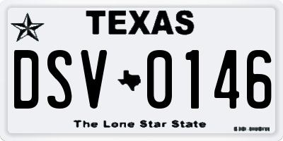 TX license plate DSV0146
