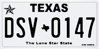 TX license plate DSV0147