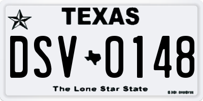 TX license plate DSV0148