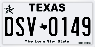 TX license plate DSV0149