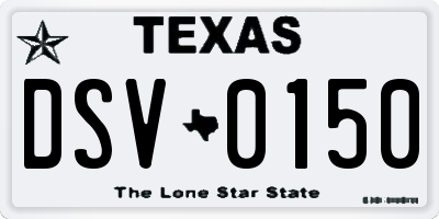 TX license plate DSV0150