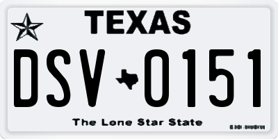 TX license plate DSV0151