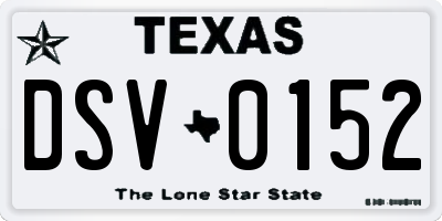 TX license plate DSV0152
