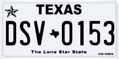 TX license plate DSV0153