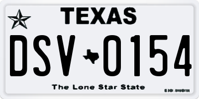 TX license plate DSV0154
