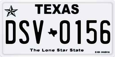 TX license plate DSV0156