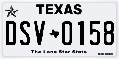 TX license plate DSV0158