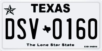 TX license plate DSV0160