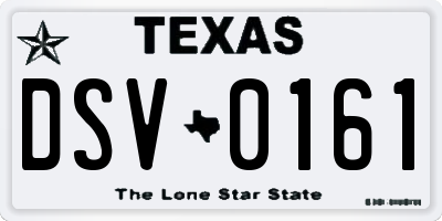 TX license plate DSV0161