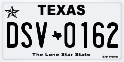 TX license plate DSV0162