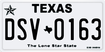 TX license plate DSV0163