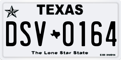 TX license plate DSV0164