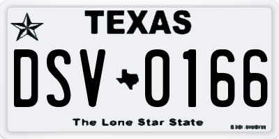 TX license plate DSV0166
