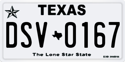 TX license plate DSV0167
