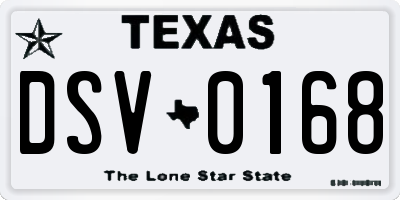 TX license plate DSV0168