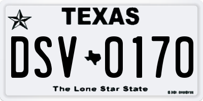 TX license plate DSV0170