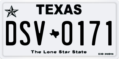 TX license plate DSV0171