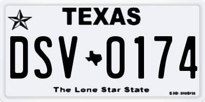 TX license plate DSV0174
