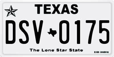 TX license plate DSV0175