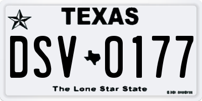 TX license plate DSV0177