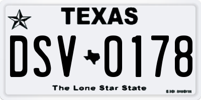 TX license plate DSV0178