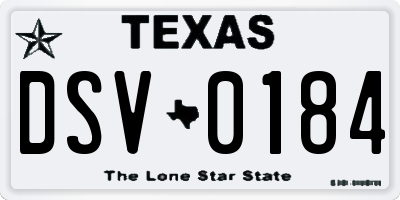TX license plate DSV0184
