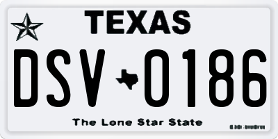 TX license plate DSV0186