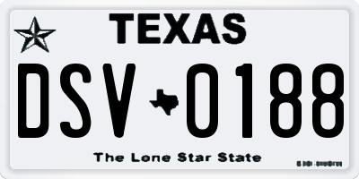 TX license plate DSV0188