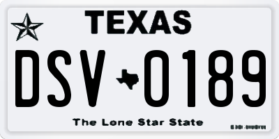 TX license plate DSV0189