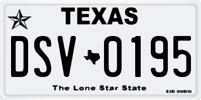 TX license plate DSV0195