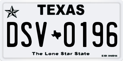 TX license plate DSV0196