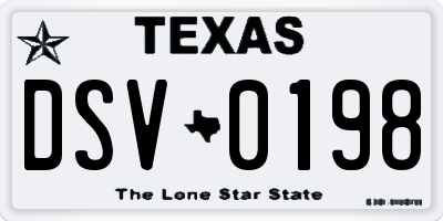 TX license plate DSV0198