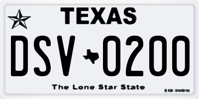 TX license plate DSV0200