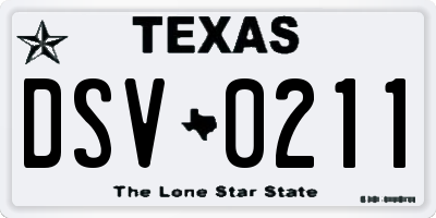 TX license plate DSV0211