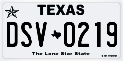 TX license plate DSV0219