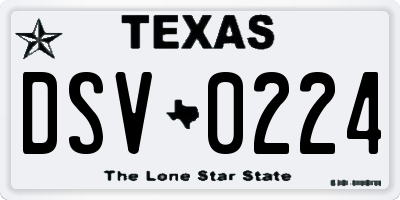 TX license plate DSV0224