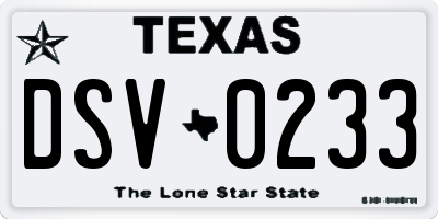 TX license plate DSV0233