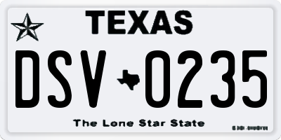 TX license plate DSV0235