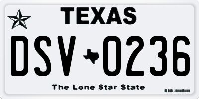 TX license plate DSV0236