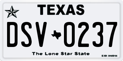 TX license plate DSV0237